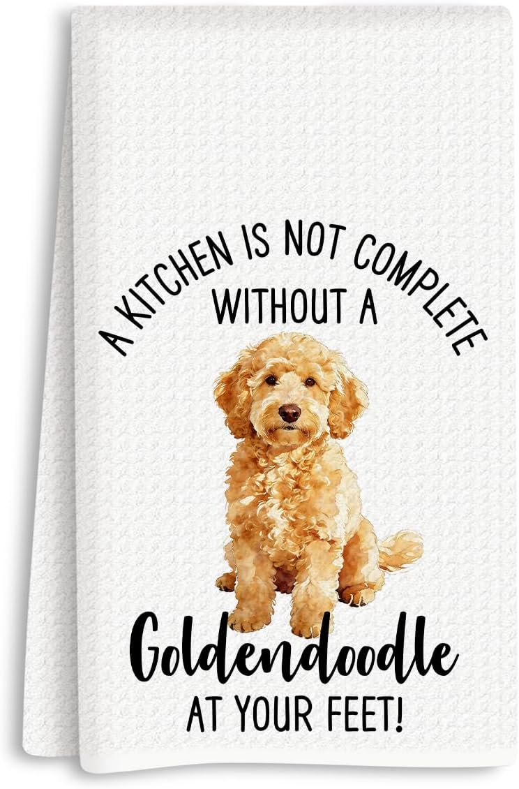 Toallas de cocina con garabatos dorados, regalos para amantes de los perros