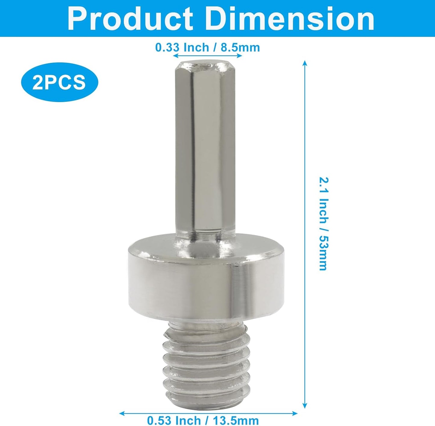 2 Adaptadores Broca Núcleo Acero Aleado Rosca 5/8 Pulg Hex