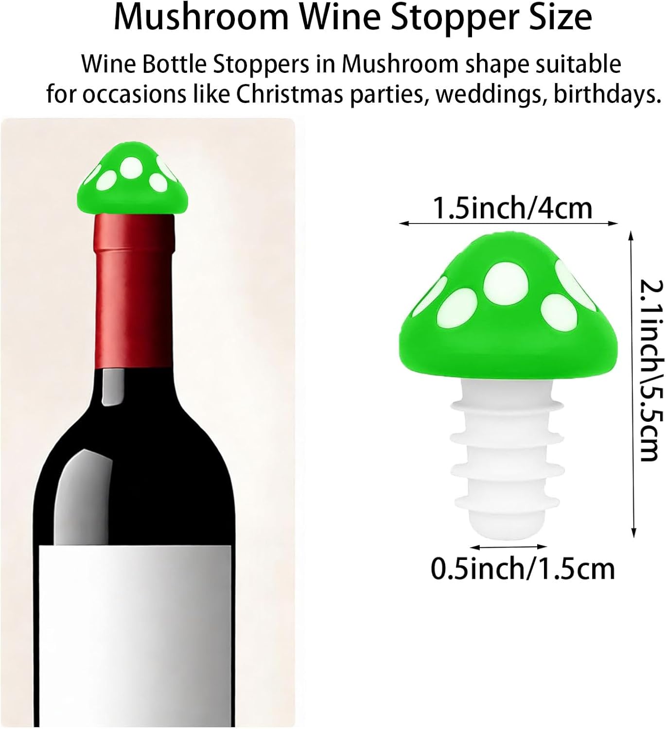 6 Tapones Silicona para Botellas de Vino Multicolor