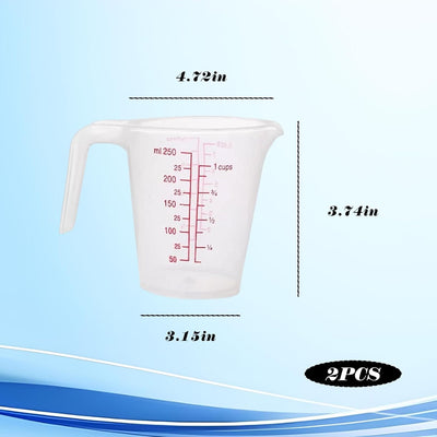 2 Tazas Medidoras Plástico 8.45oz con Asa Escala