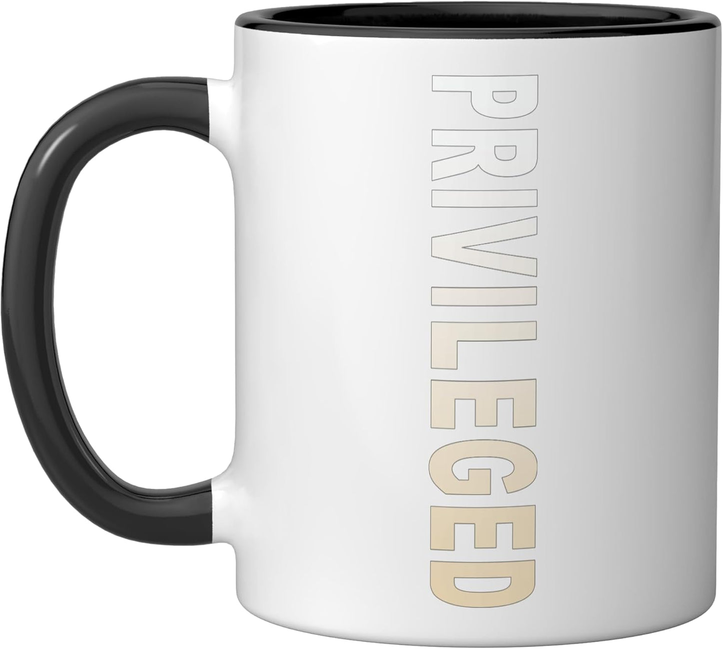 Taza cerámica con diseño vertical negro/blanco Privileged