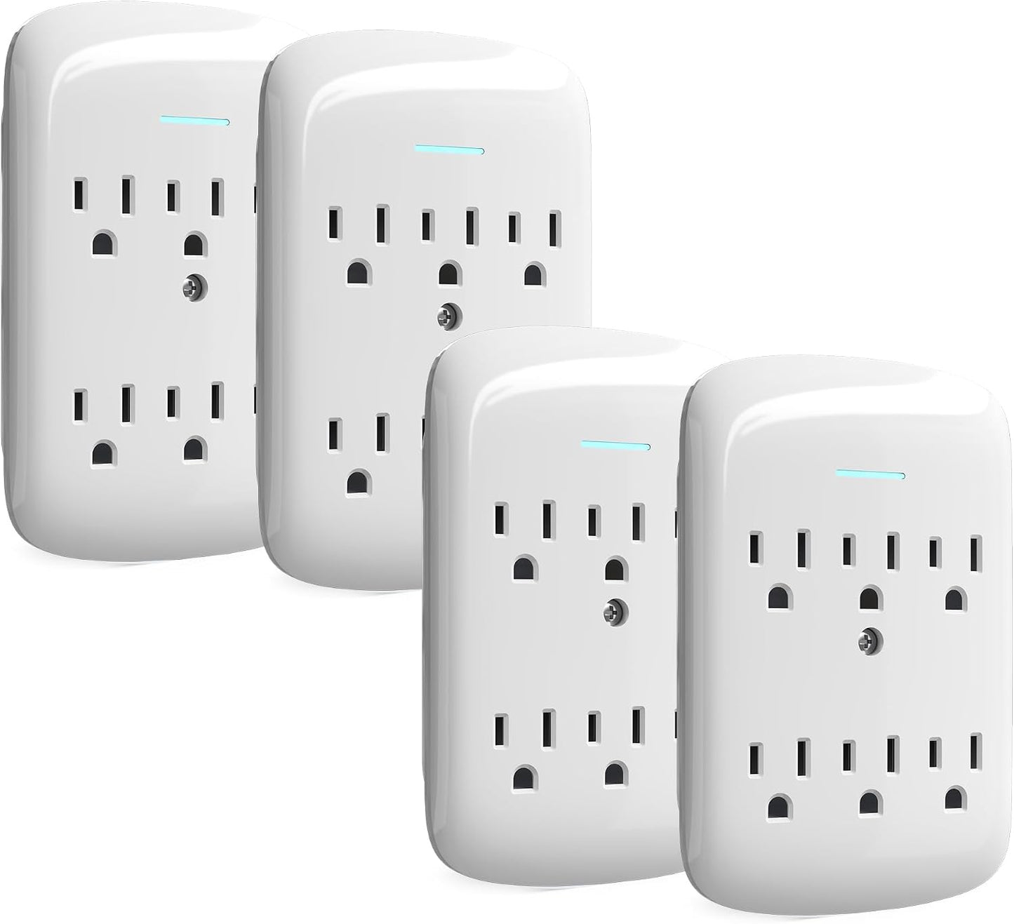 Extensor 6 tomacorrientes pared set 4 con luz