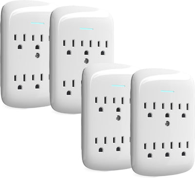 Extensor 6 tomacorrientes pared set 4 con luz