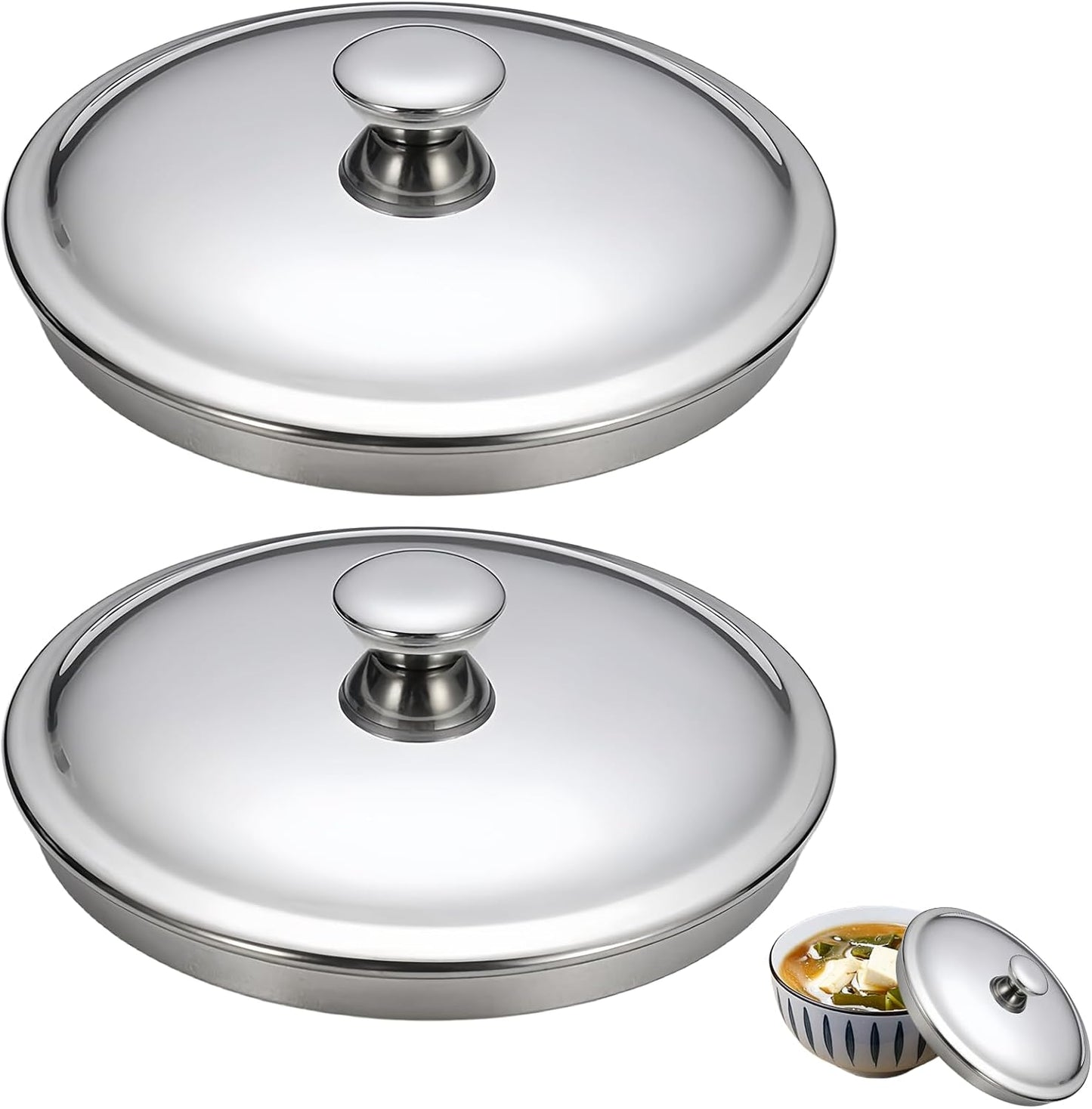 Tapa universal con 2 cuencos de acero inoxidable 4.7 in