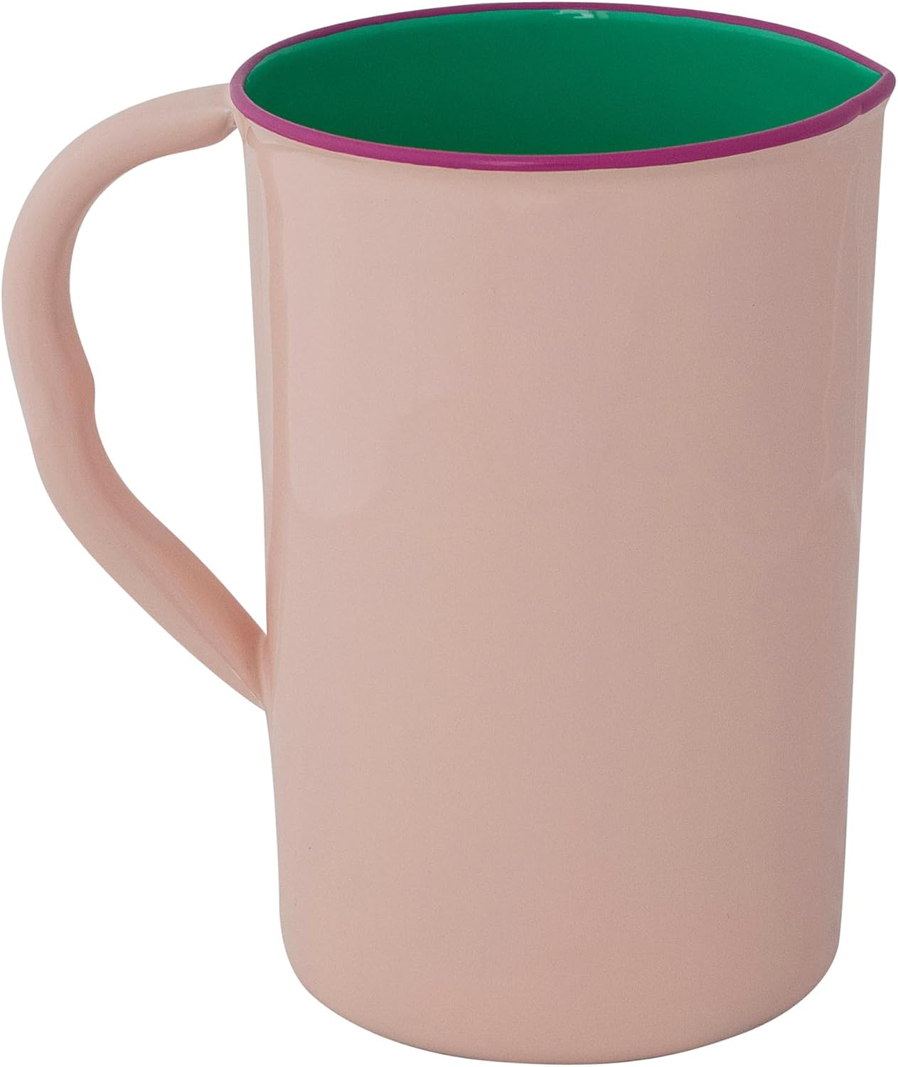 Jarra de acero inoxidable esmaltado 1.5 cuartos de galón con borde fucsia