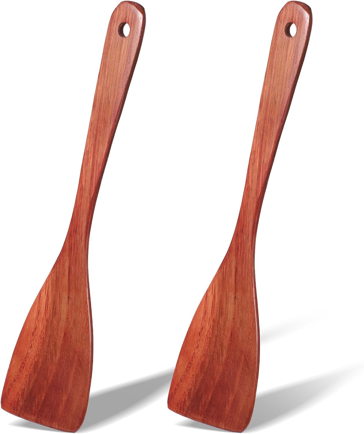 2 espátulas de madera para cocinar con mango largo de 12.2 pulgadas