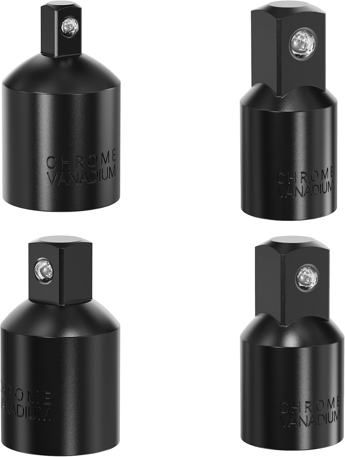 Set 4 adaptadores impacto 1/4-3/8-1/2 pulg acero Cr-V