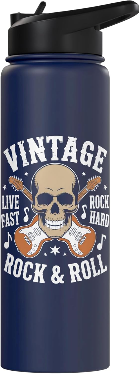 Botella de agua acero inoxidable vintage rock and roll