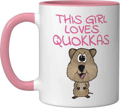 Taza cerámica This Girl Loves Quokkas rosa/blanca