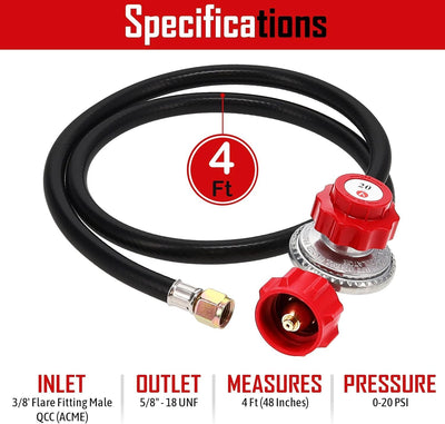 Regulador ajustable alta presion 0-20psi manguera roja