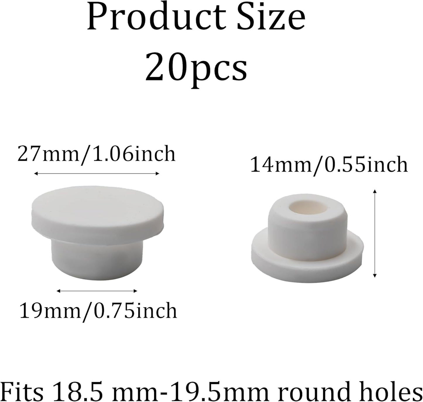 20 Tapones Silicón 0.748pulg Impermeables Tubos Fregaderos