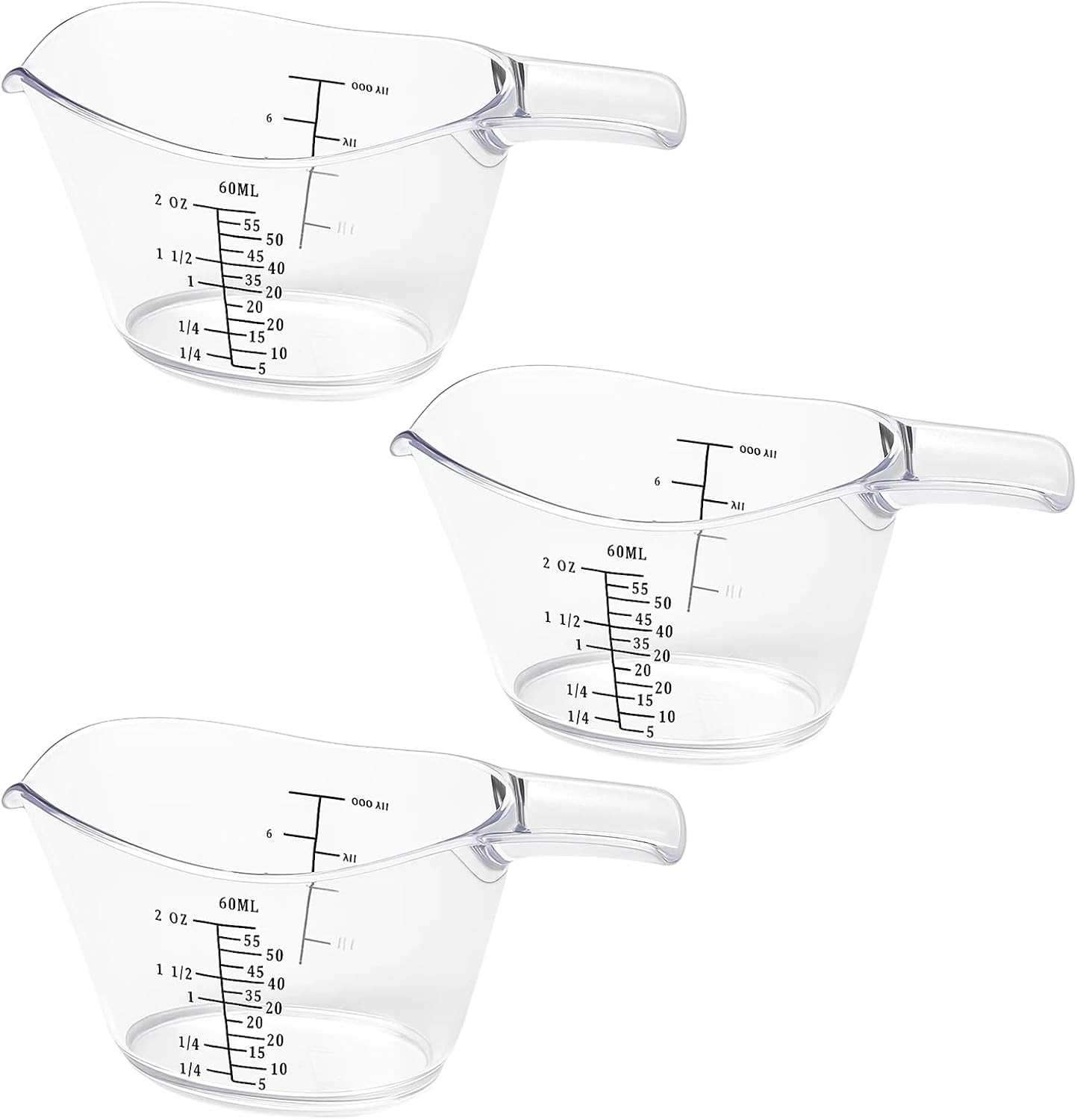 Tazas medidoras de 2 oz de plástico acrílico transparente para hornear