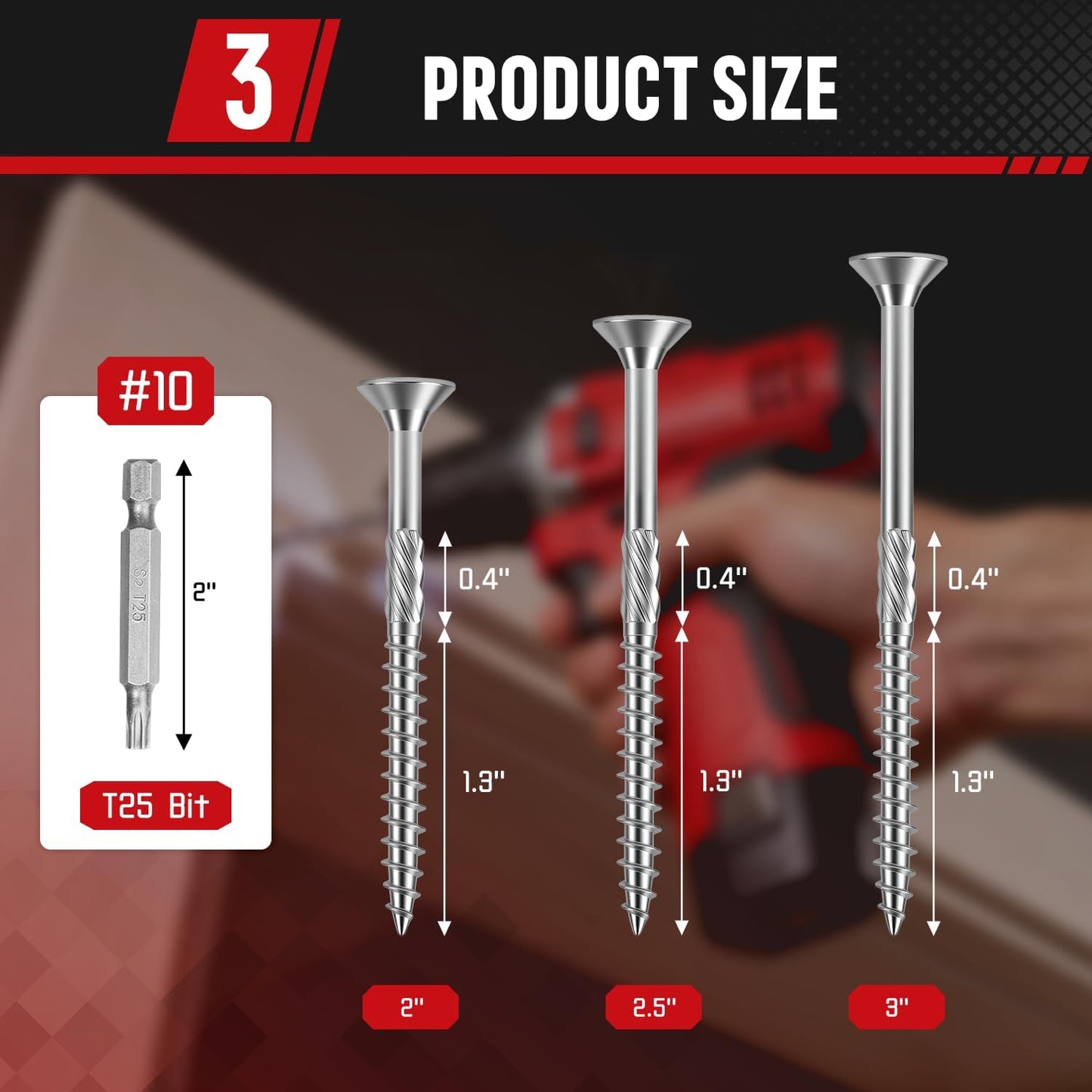 Tornillos acero inox 304 #10x3pulg para madera exterior