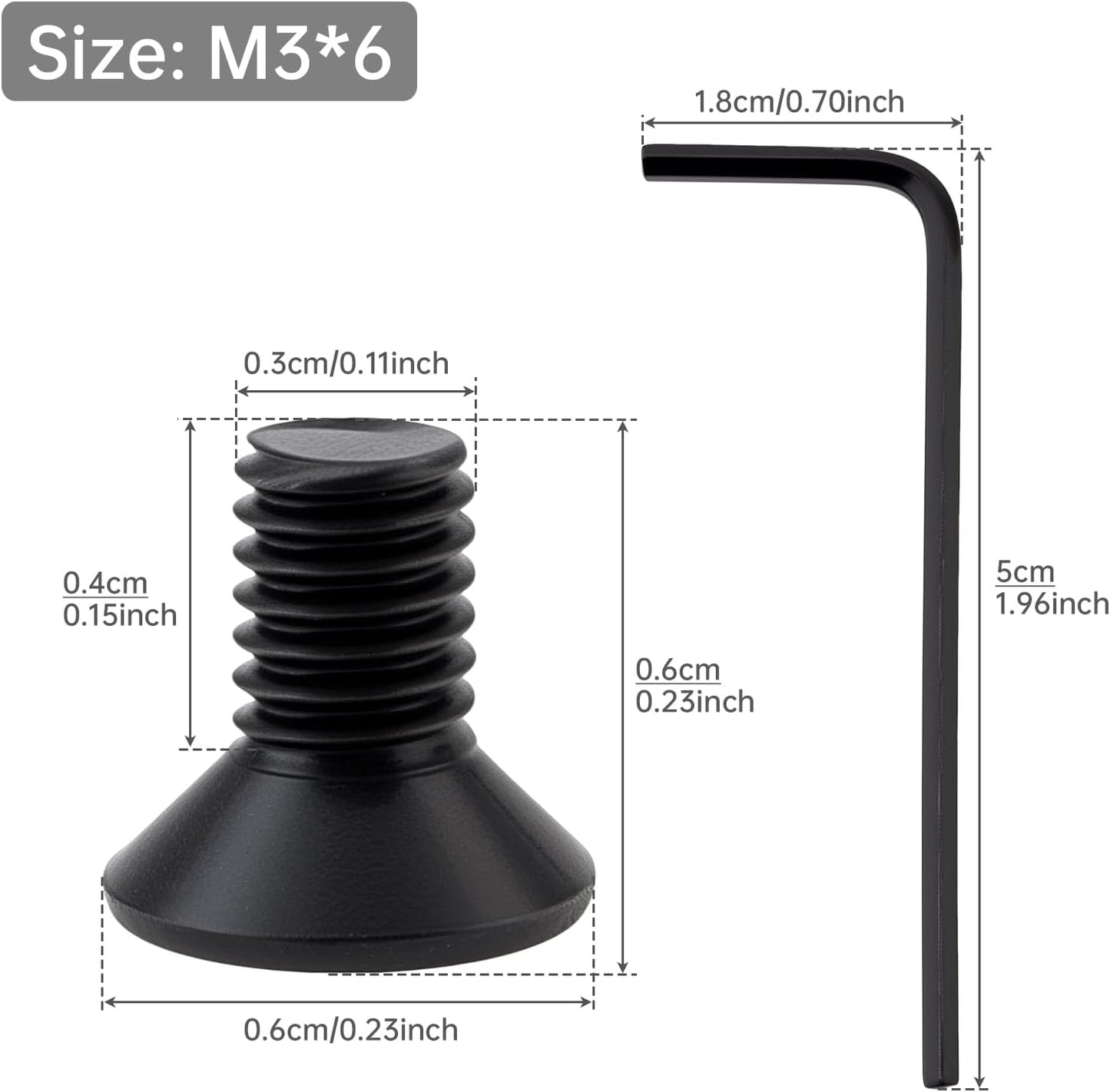 Tornillos M3 x 0.236pulg hexagonales avellanados acero negro