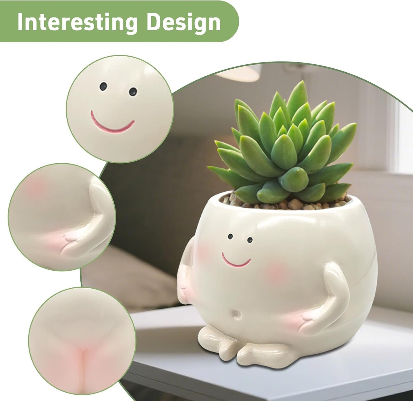 Maceta cara sonriente 3.5pulg con drenaje para plantas