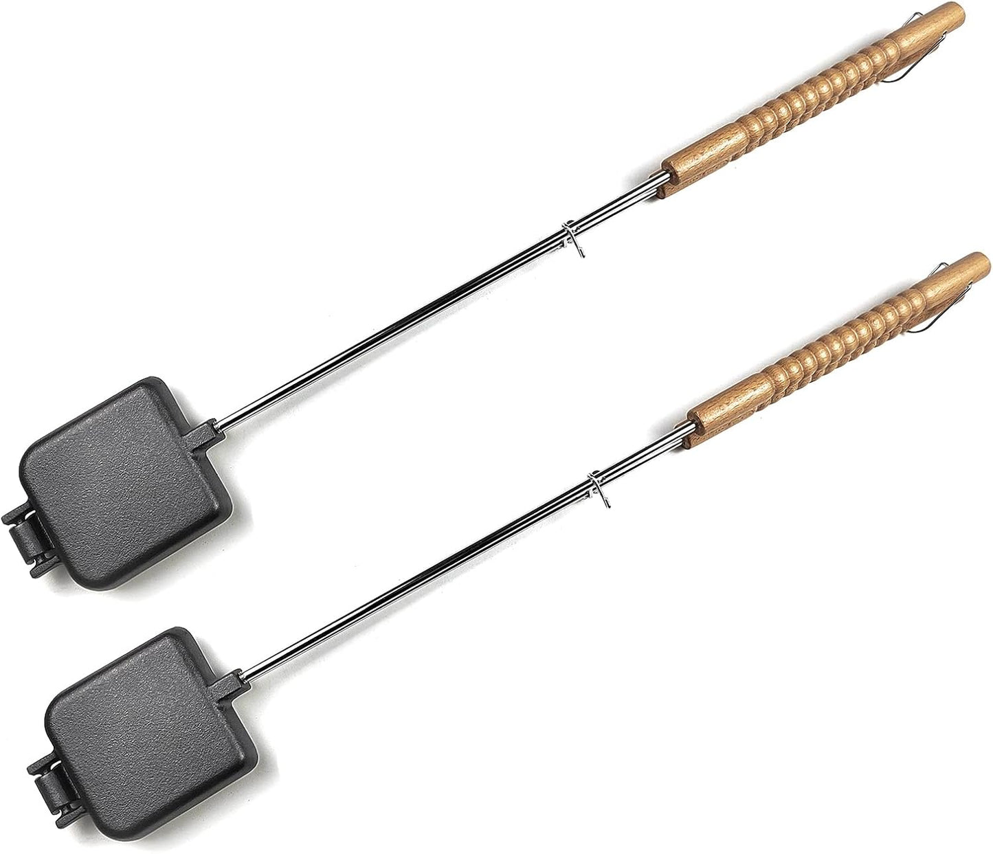 Juego 2 hierro cuadrado fundido mango acero inox y madera