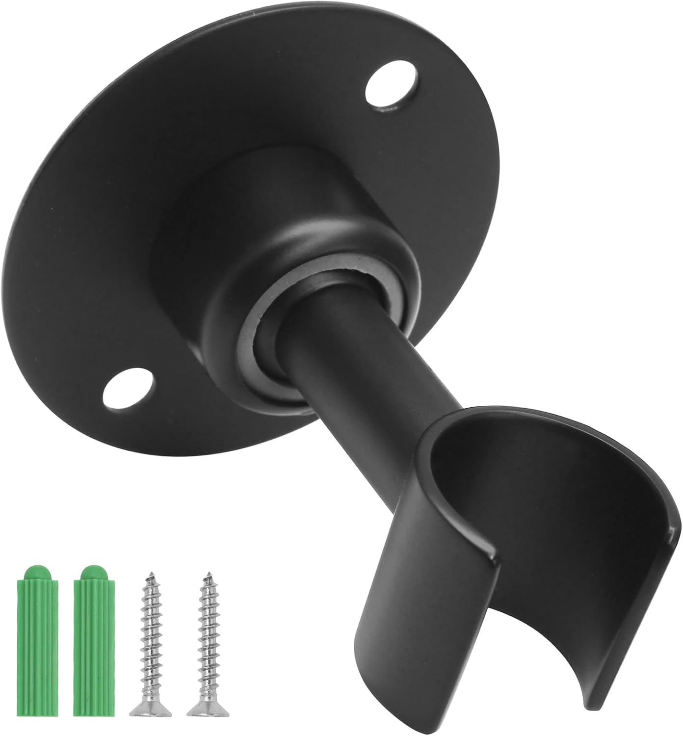 Soporte pared cabezal ducha acero inox ajustable 360° negro