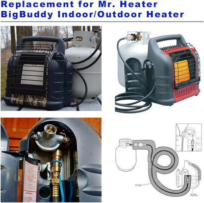 Regulador propano 12pulg manguera adaptador 3/8 pulg comp Mr Heat