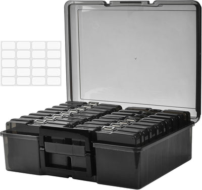 Caja almacenamiento fotos 4x6 con 16 estuches y etiquetas