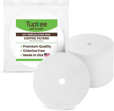 Filtros de café percolador Tupkee redondos blancos sin cloro 400 unidades