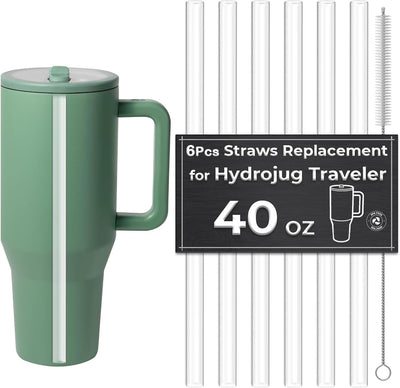 Paquete de 6 popotes reutilizables para HydroJug Traveler de 40 oz