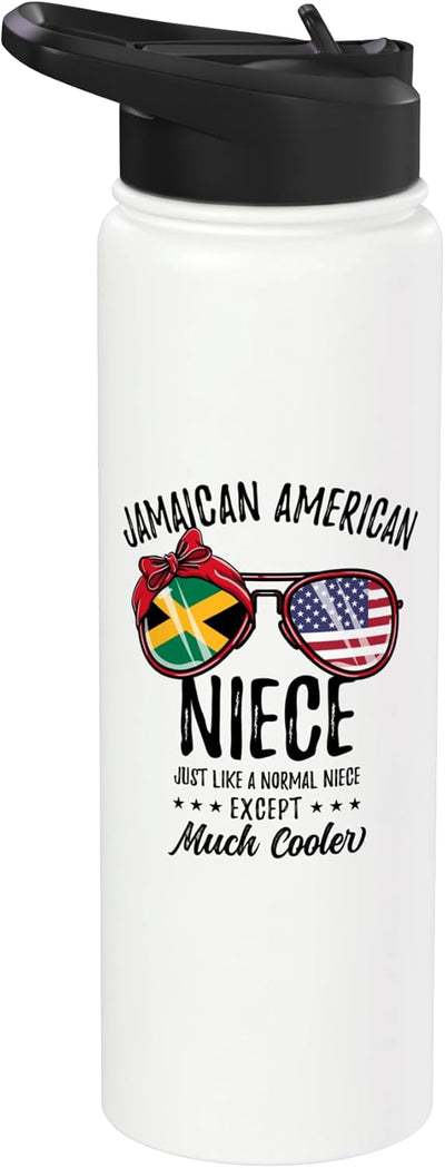 Botella de agua acero inoxidable aislada herencia jamaicana