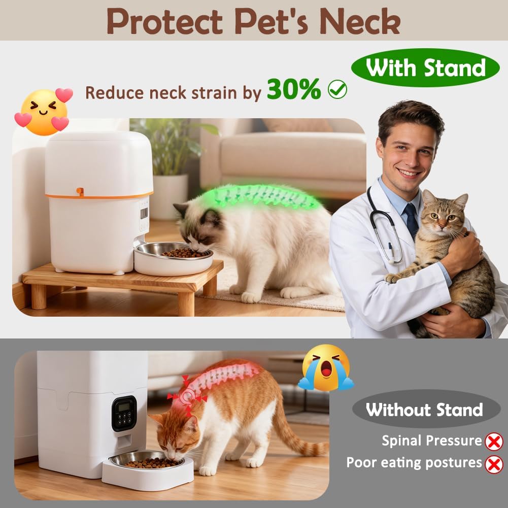 Soporte comida gatos cuencos elevado 2.4pulg madera
