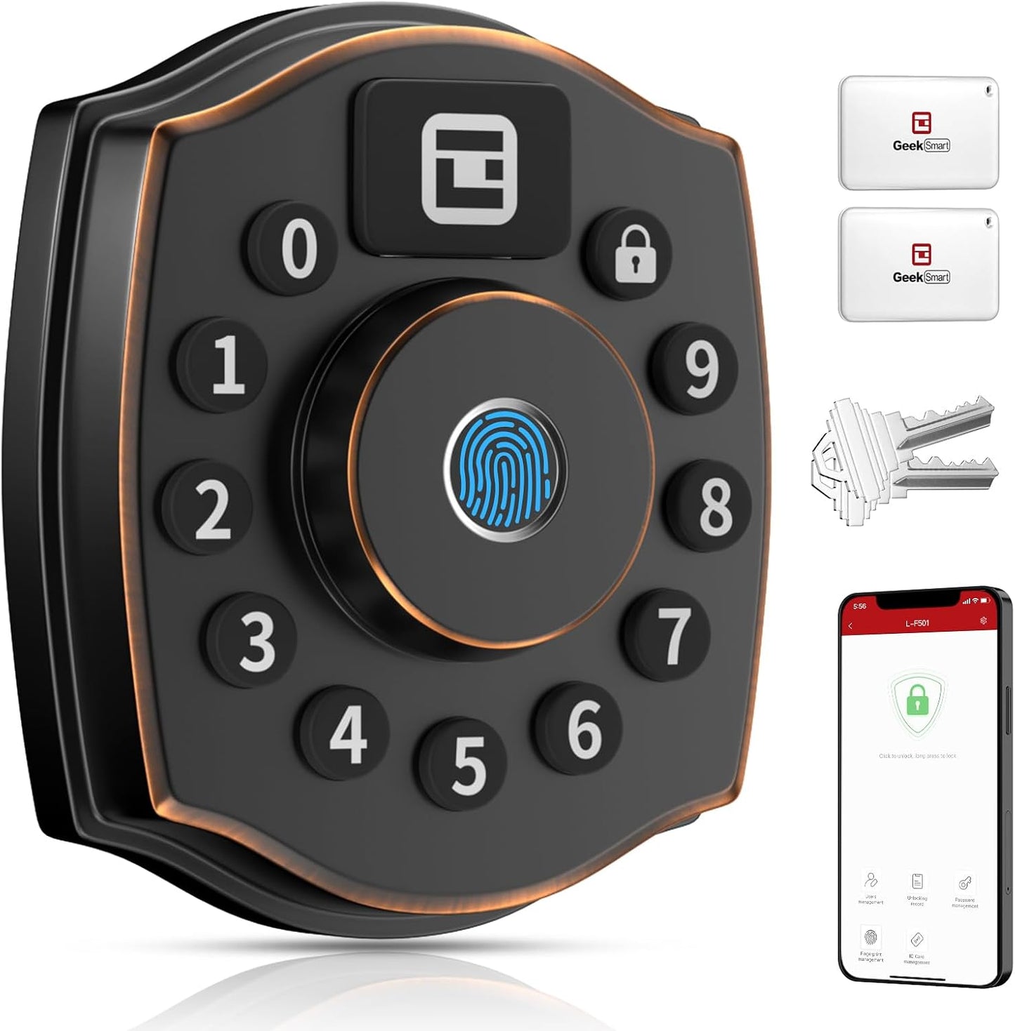 Cerradura puerta con teclado y huella digital sin llave