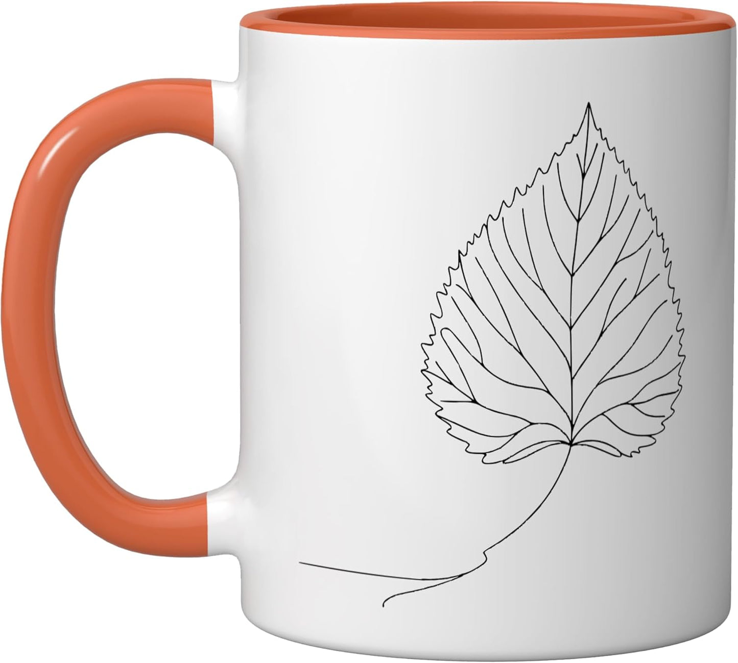 Taza Cerámica Arte Naturaleza Hoja Cerezo Naranja/Blanco