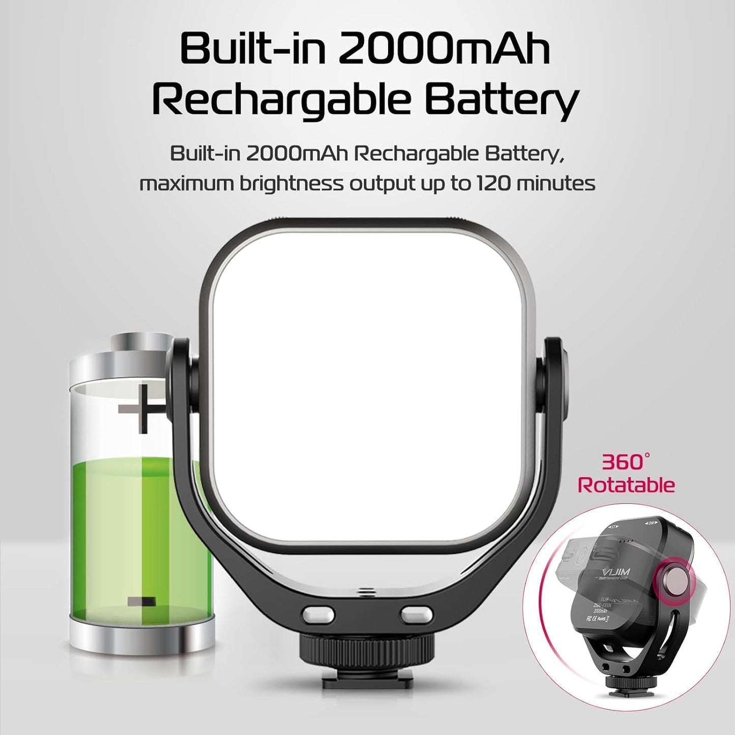Luz LED bicolor recargable 2500-6500K CRI95 para cámara