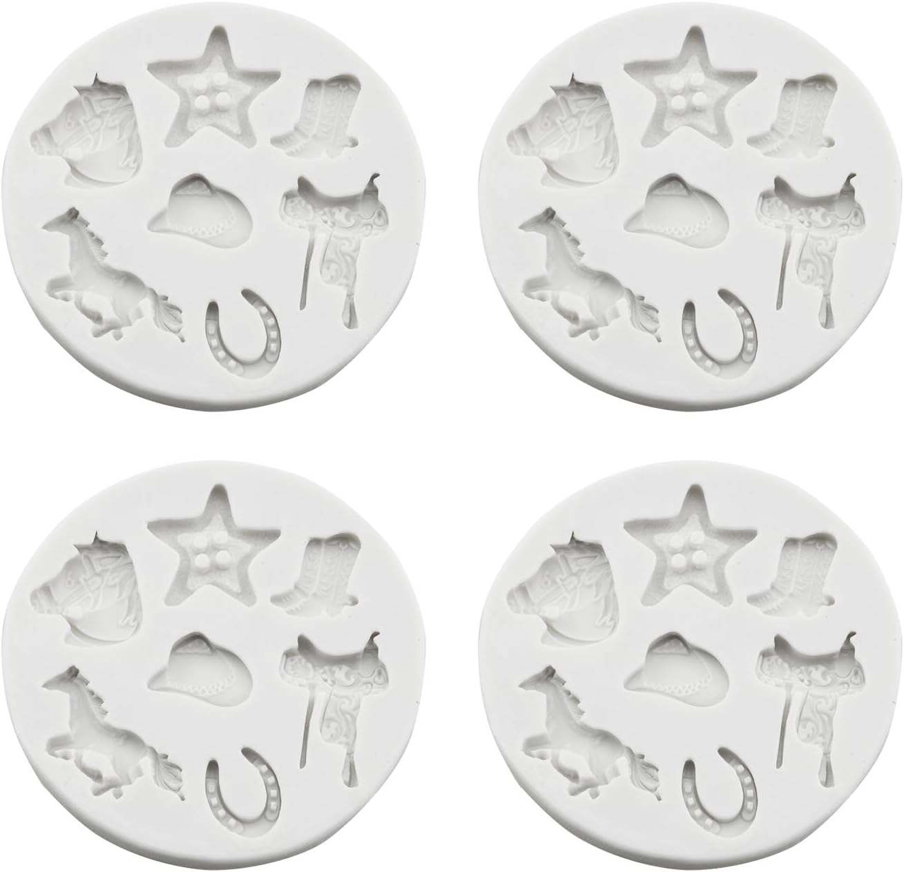 Moldes de goma para cupcakes estilo vaquero blanco