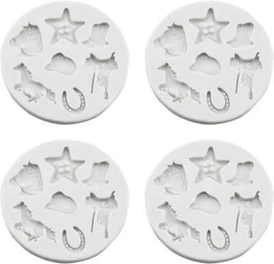 Moldes de goma para cupcakes estilo vaquero blanco