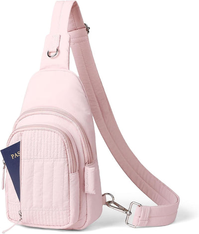 Bolso bandolera acolchado mujer Rosa para viajes y senderismo