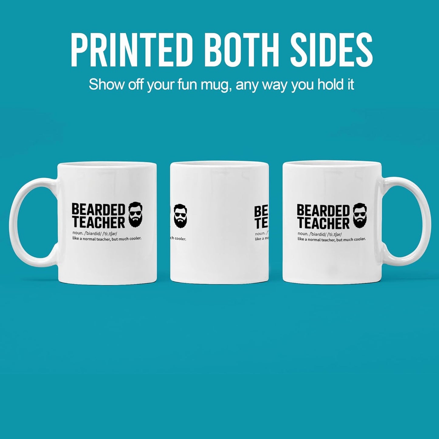 Taza Cerámica Profesor con Barba Regalo Día del Profesor Blanco