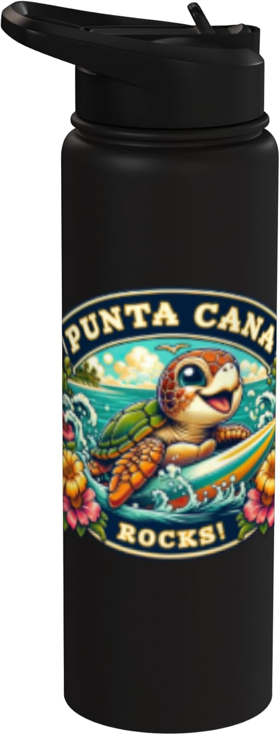 Botella agua acero inox aislada tortuga mar surf