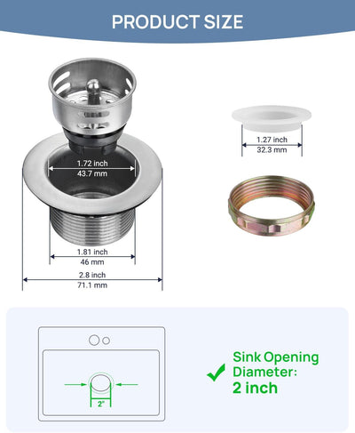 Cesta drenaje acero inox 2pulg para fregadero