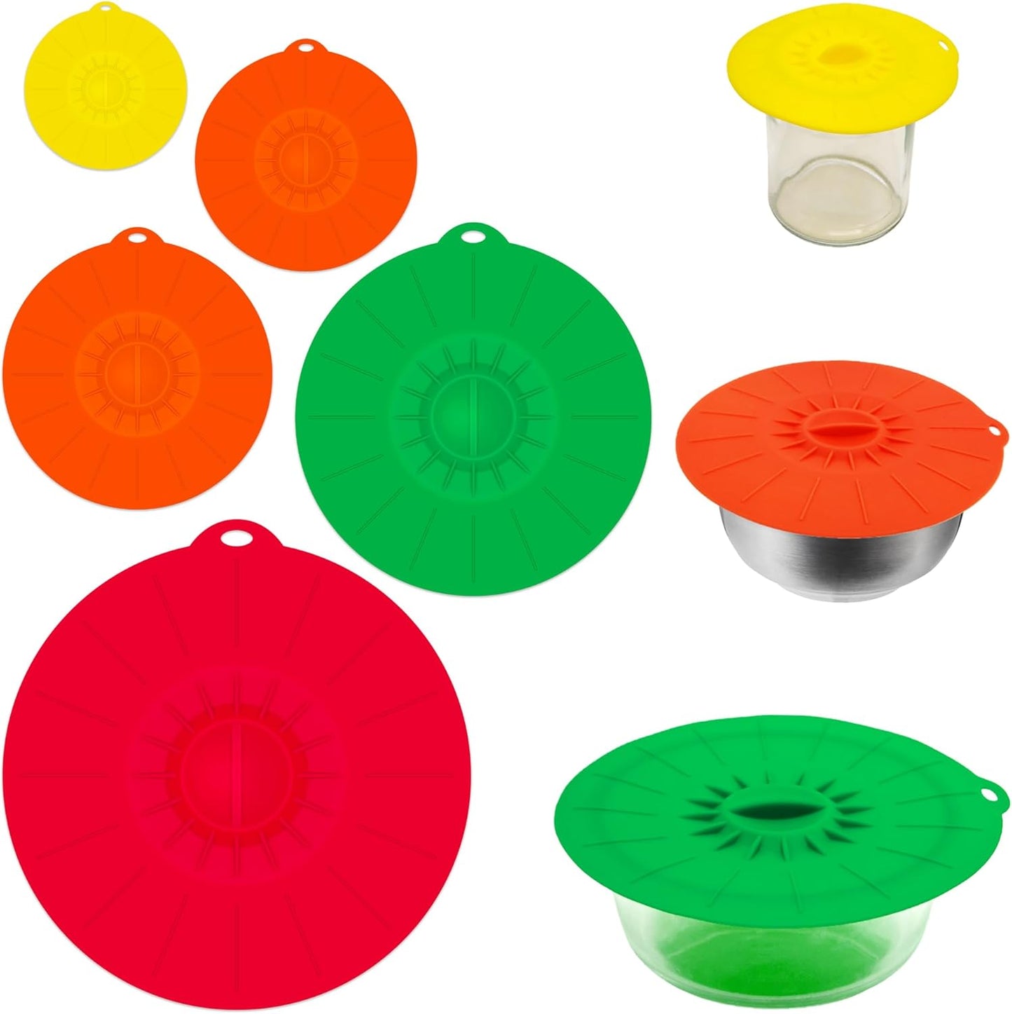 Paquete de 5 tapas de silicona reutilizables para ollas y sartenes