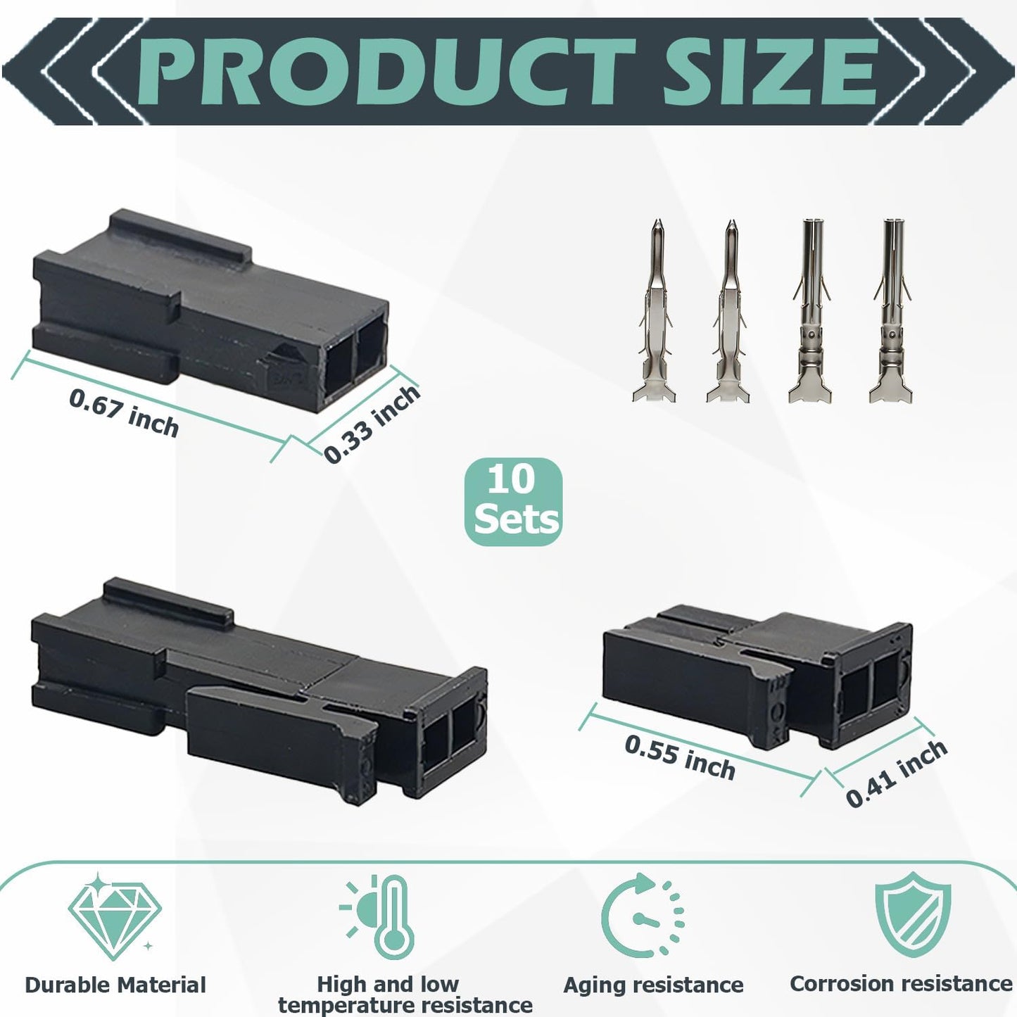 Set 10 Conectores Doble Fila 2 Pines Comp Molex
