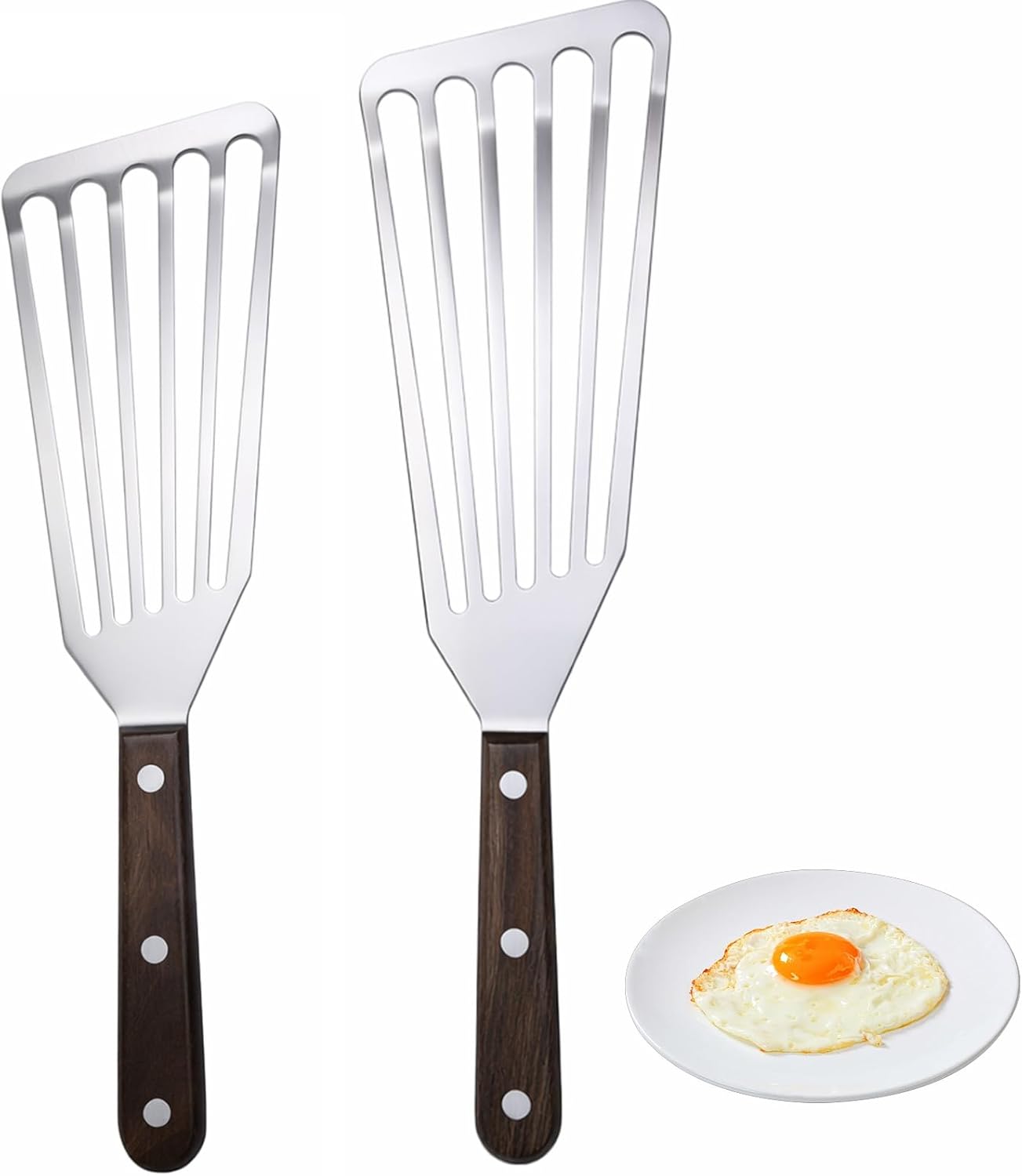 2 espátulas de pescado de acero inoxidable ranurada duradera para cocinar