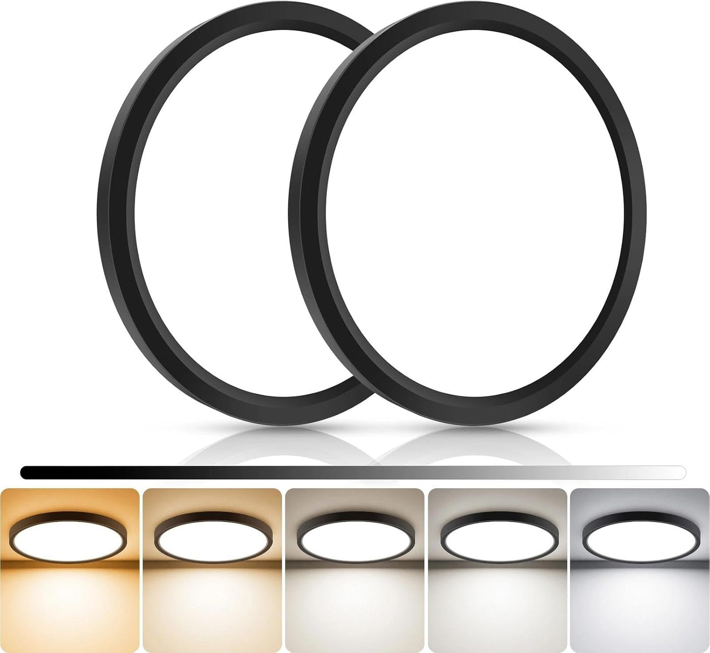 2 Luces LED Techo 7pulg Regulables 5 Colores 15W Negro