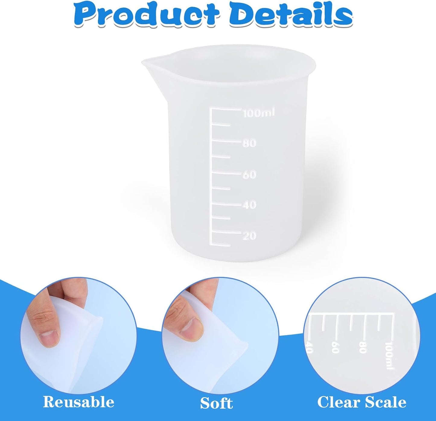 6 vasos de silicona para derretir chocolate y medir 3.3 fl oz