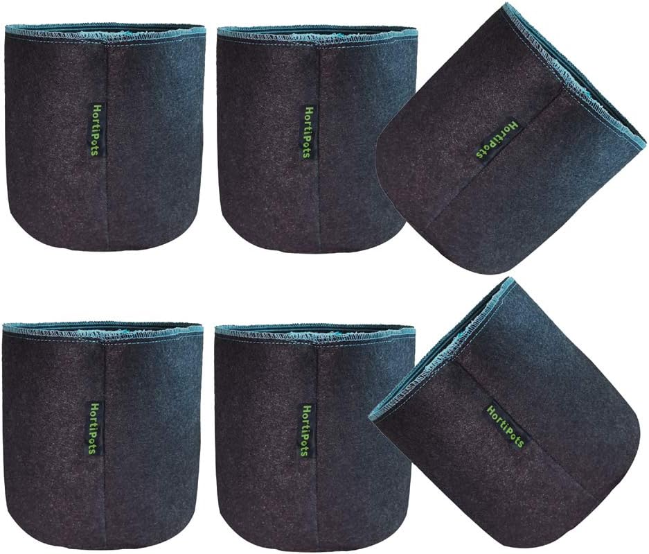 6 Pzas Macetas Tela 1gal No Flexible Negro Gris