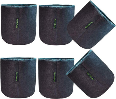 6 Pzas Macetas Tela 1gal No Flexible Negro Gris