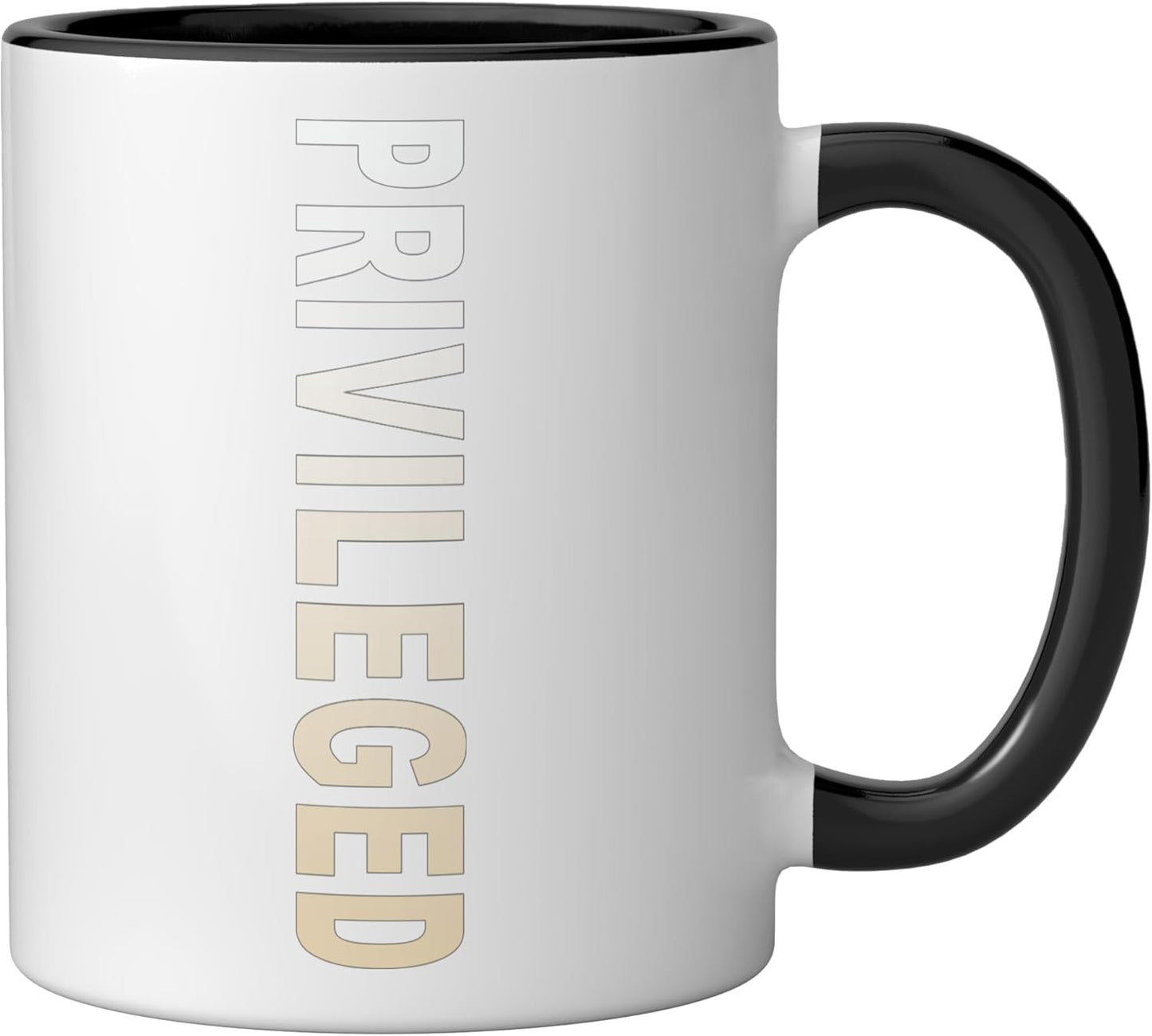 Taza cerámica con diseño vertical negro/blanco Privileged