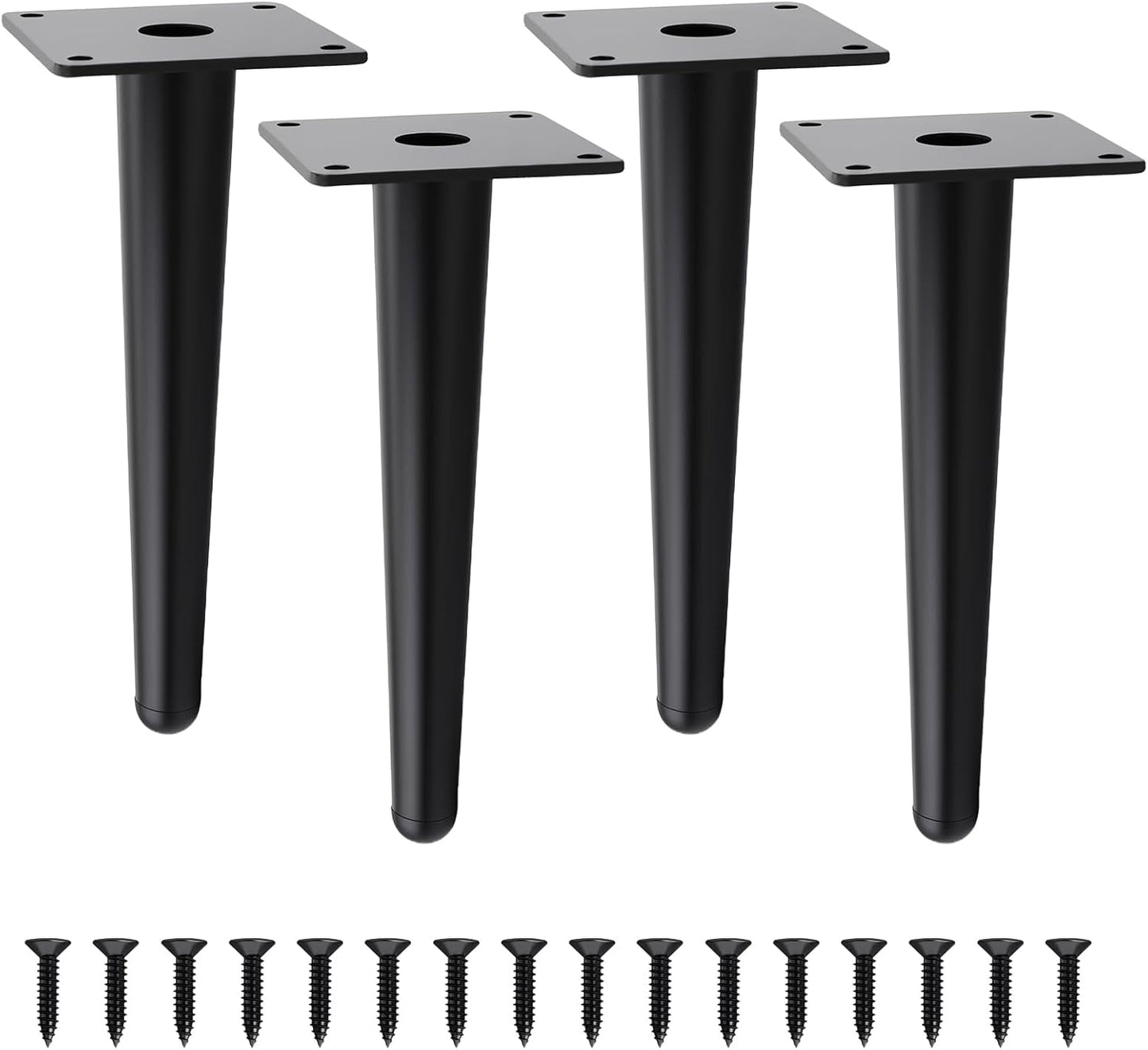 Patas para muebles metal negras 8 pulg set 4