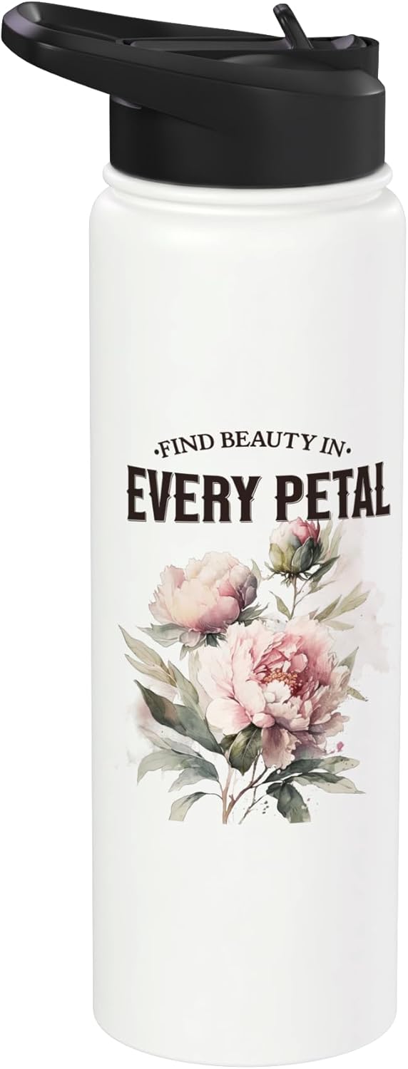 Botella agua acero inox aislada con flor