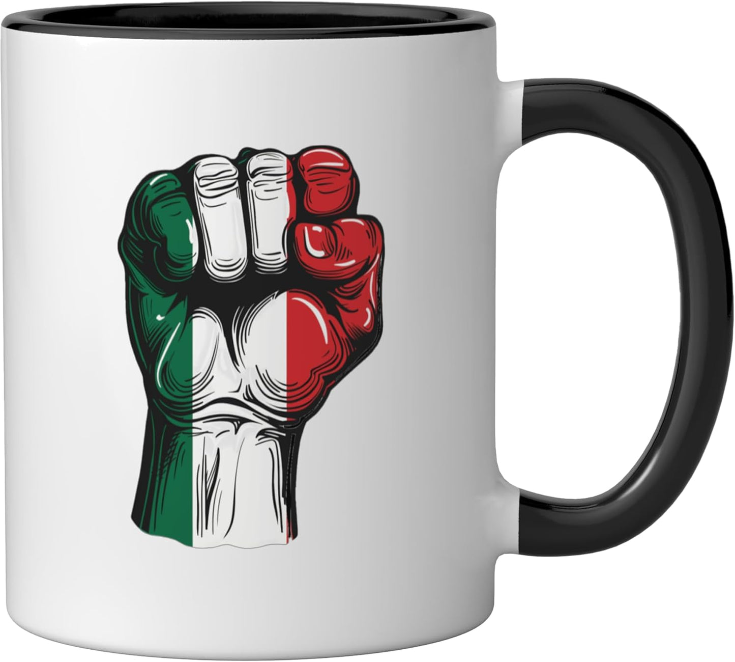 Taza cerámica bandera de Italia negra/blanca