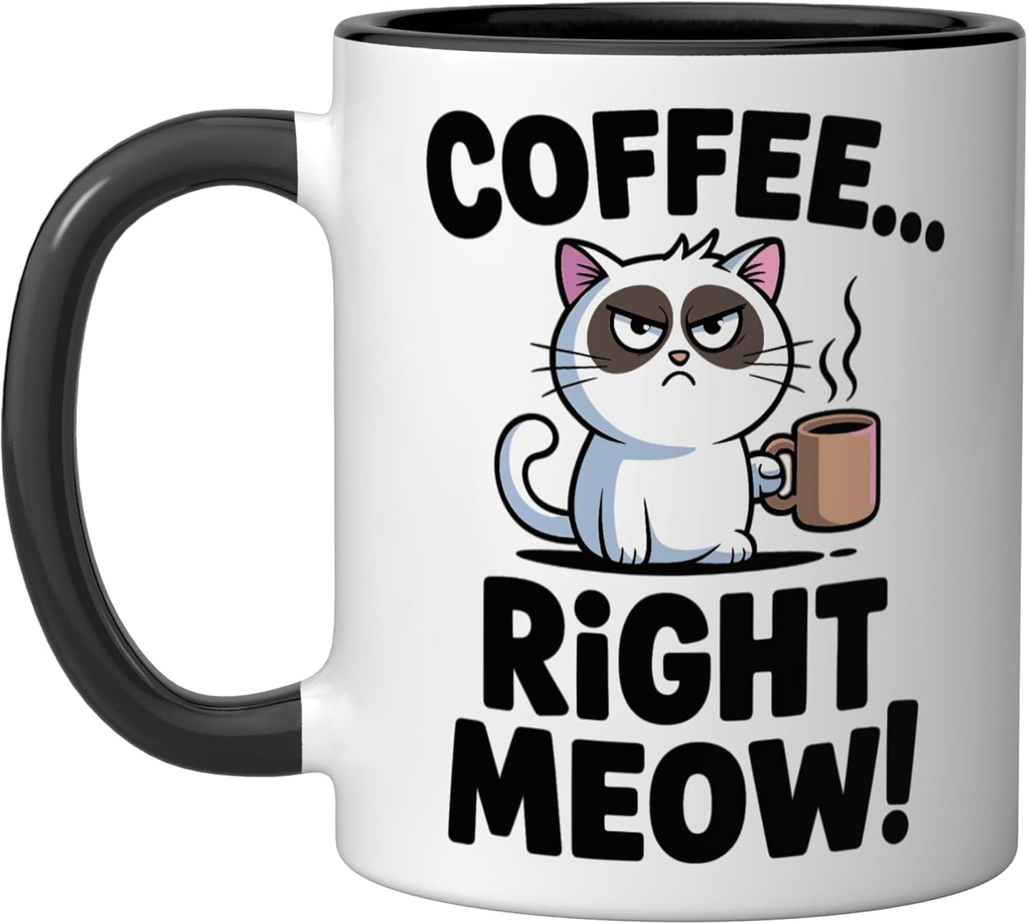 Taza Cerámica Gato Negro/Blanco