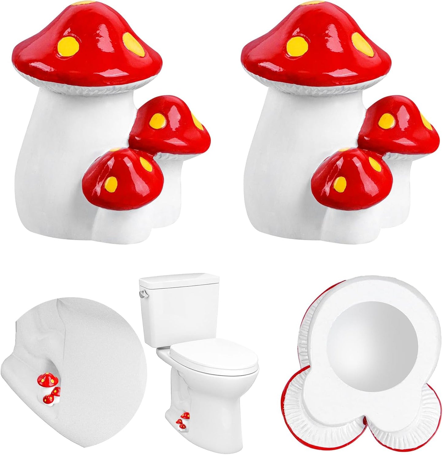 2 Tapas Inodoro Forma Hongo Resina Decorativas