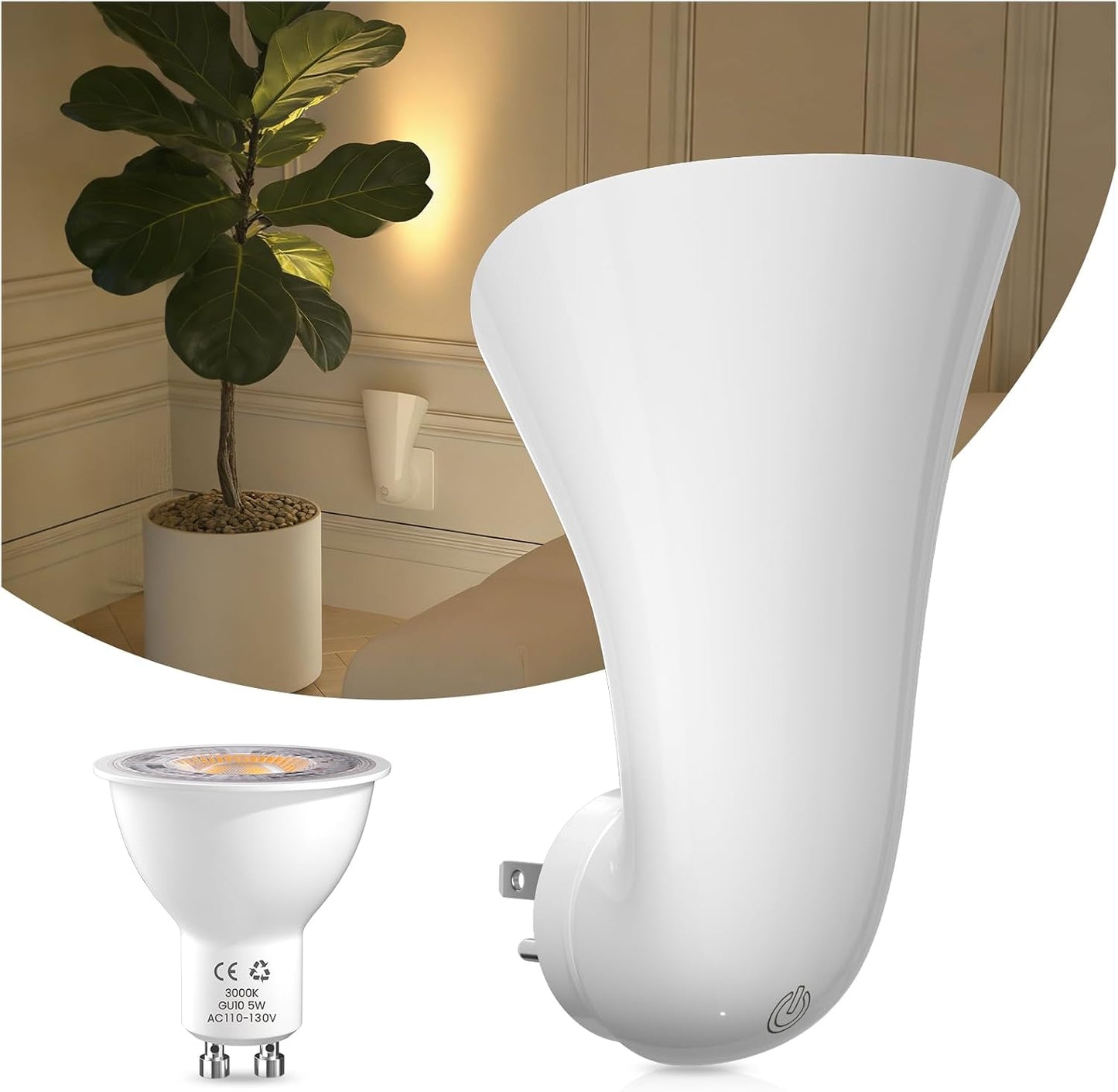 Luz nocturna LED GU10 tactil 360° blanco cálido